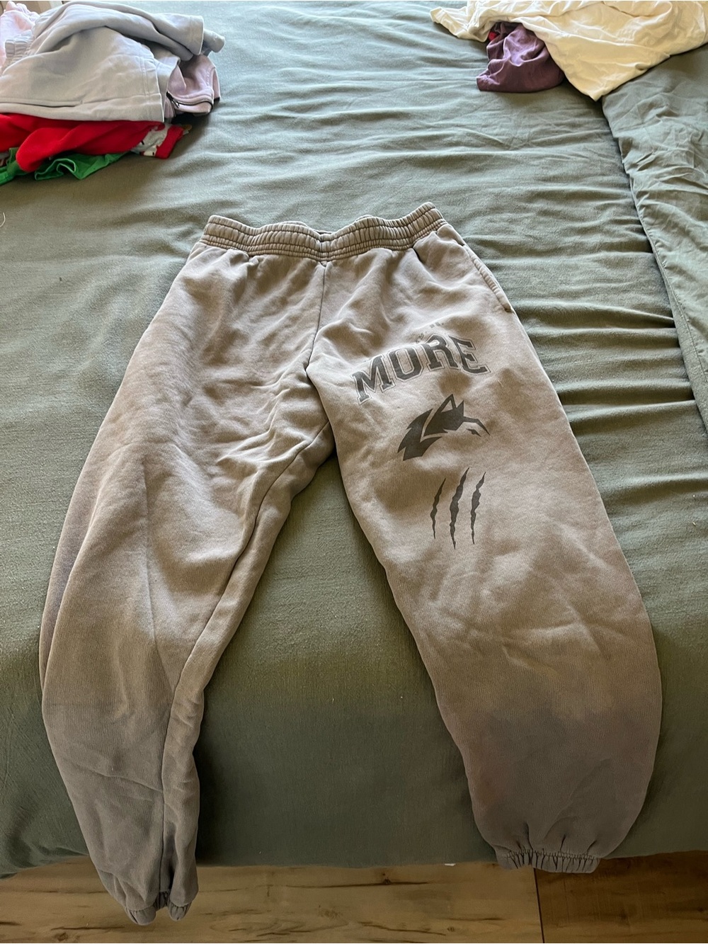 Alphalete Gray Track Joggers with Graphic Detail